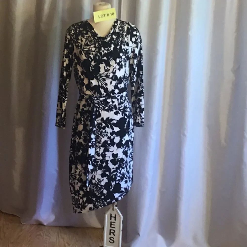 Long sleeved dress with angled hem in size 14 M&S